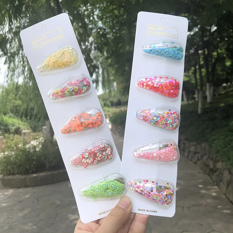 New Style Colorful Fruits and Sequin PVC Candy Children Hair Pins