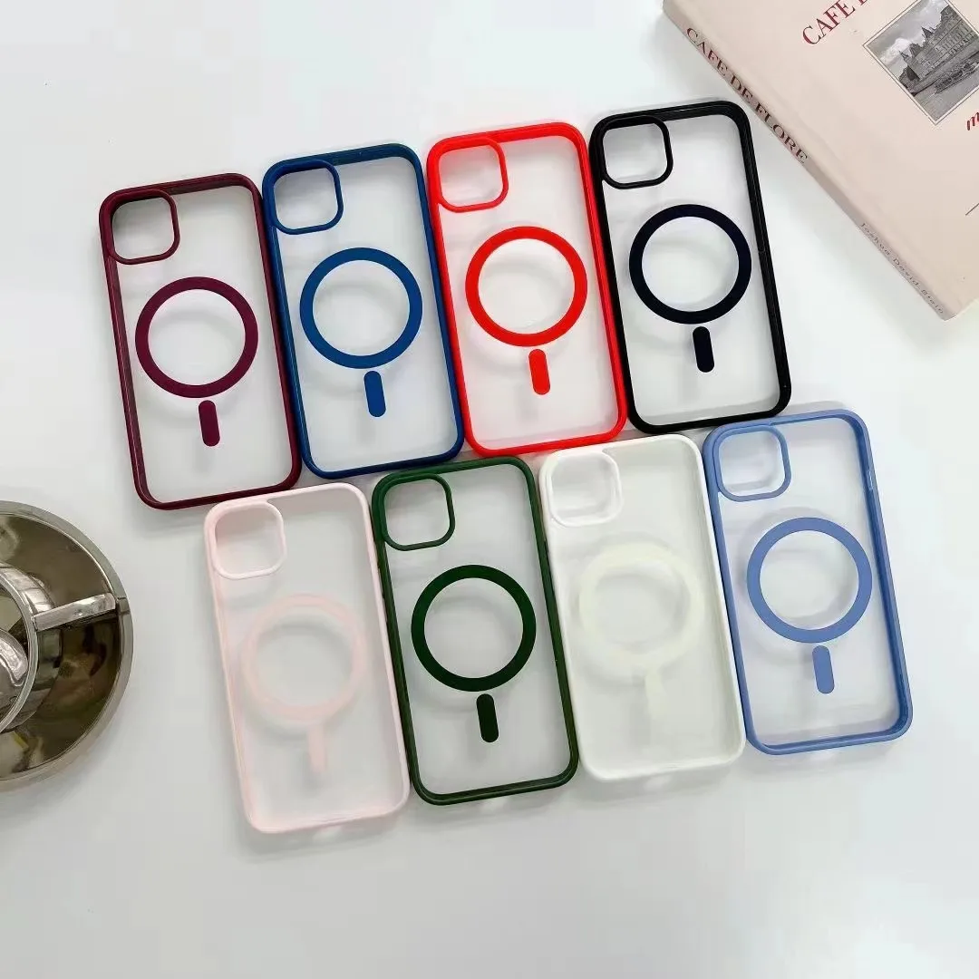 Magnetic Wireless Charging Cover Compatible with Magsafe Phone Case for iPhone 14 13 12 Pro Max Transparent Acrylic Hard Shell