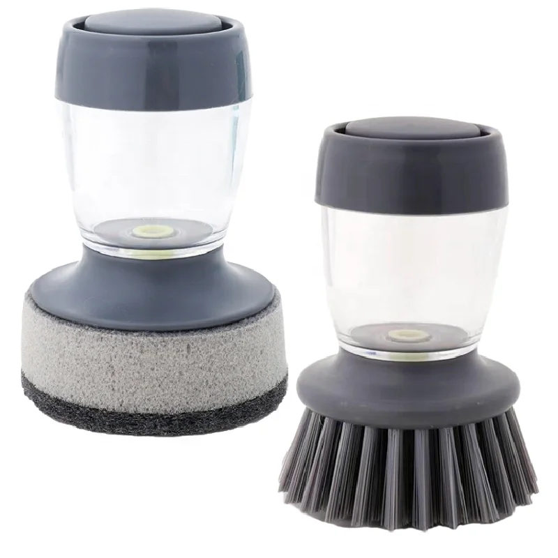 Kitchen Cleaning Brush 2 In 1 Long Handle Cleaning Sponge Removable Brush Dispenser Dishwashing Sponge Brush For Kitchen Tools