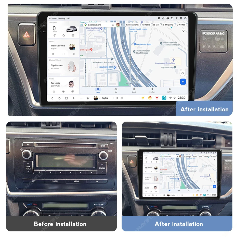 Автомагнитола DUDUAUTO Android 13 для Toyota Auris 2012-2014 мультимедийный видеоплеер стерео Автомобильный GPS навигатор DSP