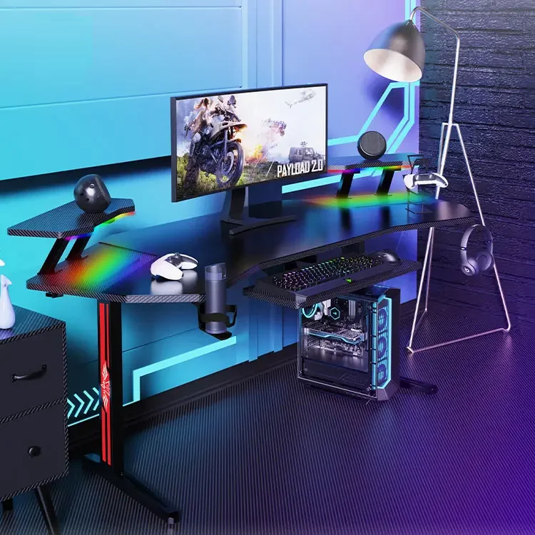BEISIJIE Large Desktop Gaming Desk Corner Pc Black Corner Gamer Desk L - shaped Black E-sports Gaming Table