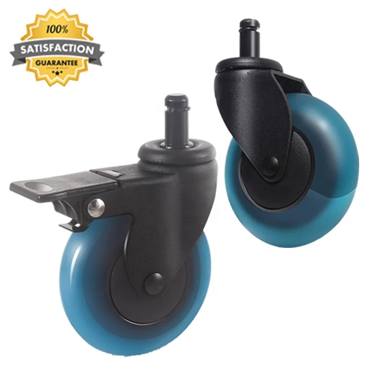 75 мм стержень стержня M11 * 22 максимальный вем нагрузки 50 кг синий колеса поверните фиксатор 3 дюймов Прозрачный светящийся стул колесиках бюро ролики для офисного кресла
