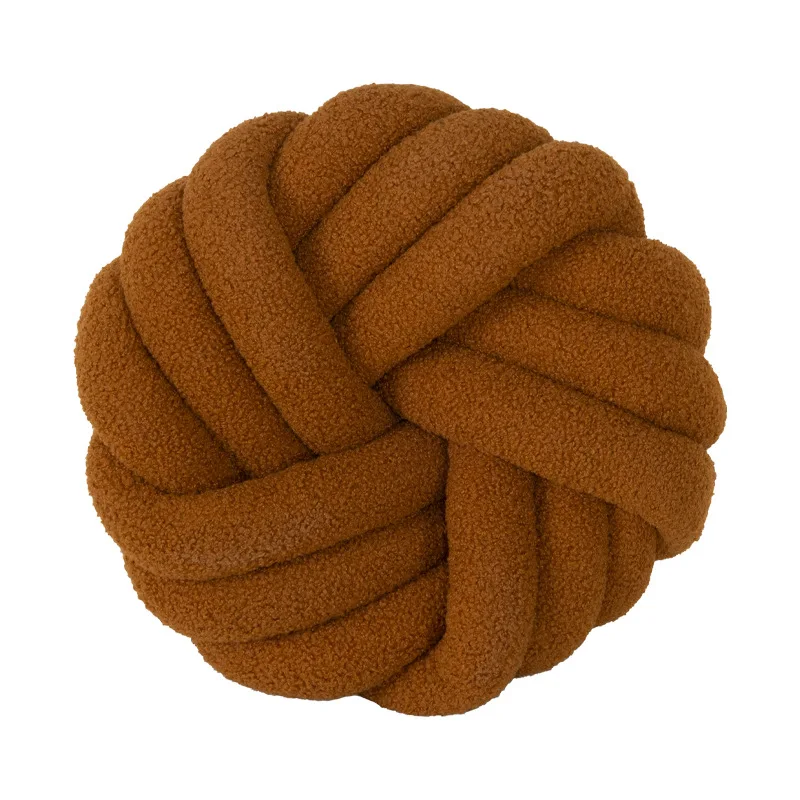 2024 Ultra Skin-friendly Sherpa Plain Round Knot Ball Pillow Home Sofa Living Room Decor Plush Pillow