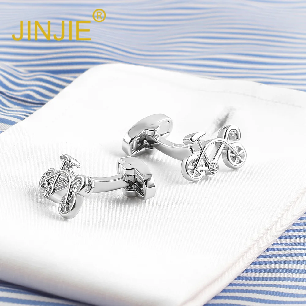 hot selling  fashion Brass vintage novelty sliver plated bike bicycle cuff links for men suit shirt
