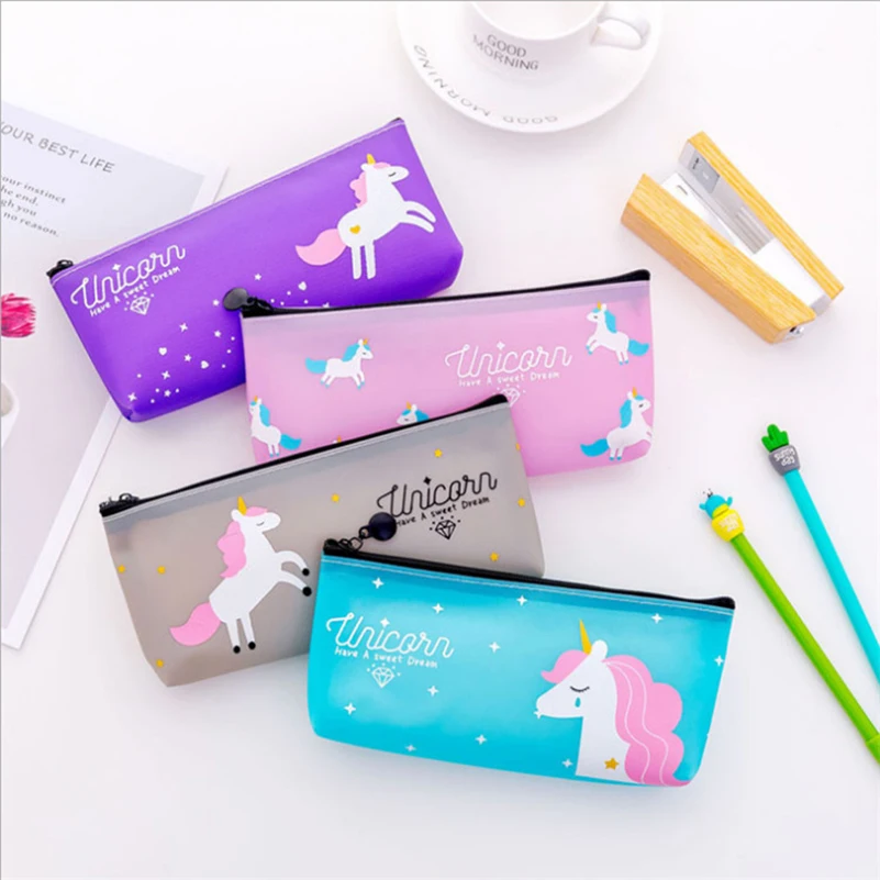 Transparent Pencil Case Fashion Soft PVC Pencil Bag Zipper School Office can be customized