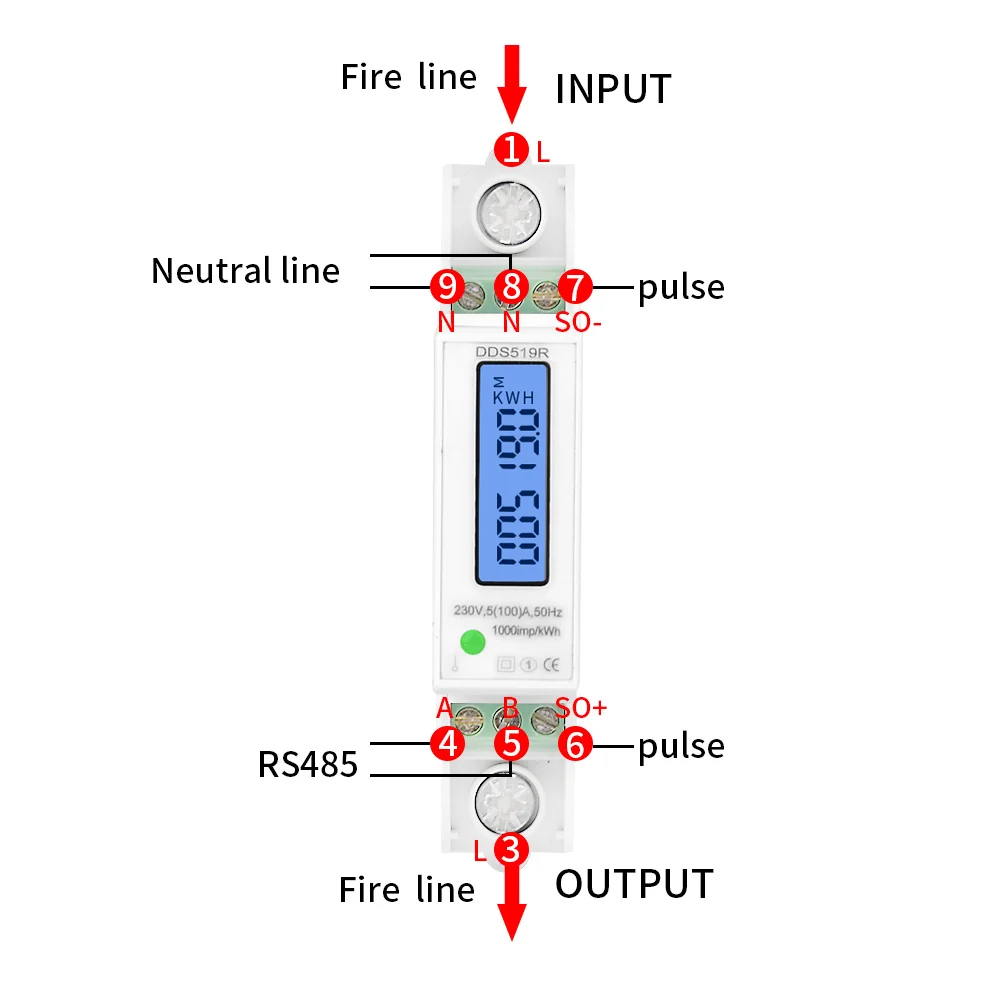 Newest RS485 Mudbus 18mm Mini Size Digital Power Meter Single Phase Watt Meter DIN Rail with Backlight AC 5-100A 230V