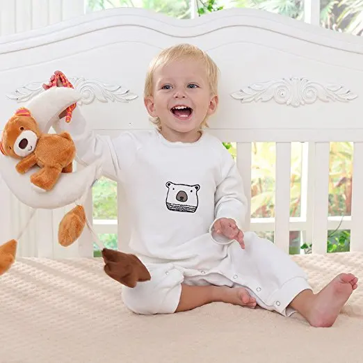 M38 100% Chemical Free Baby Crib Bed Hanging Toys for Grip Cute Moon Shape Soothe Baby Bed Toys