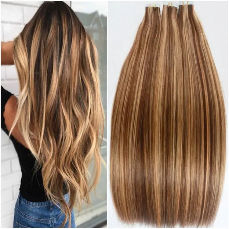 Шоколадный черный и золотой 100 дюймов 28 дюймов монгольский индийский человеческий Pu Mega Невидимый удлинитель клейкая Реми лента для наращивания волос