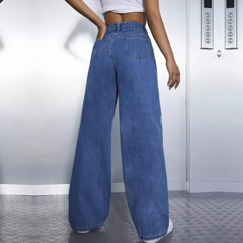 Fashion Love Pattern Painted straight legging Zipper Fly Women Denim Jeans