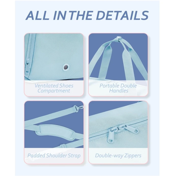 Premium Lightweight Weekender Gym Sports Duffle Bag  With Shoe Compartment For Women Girl Lady