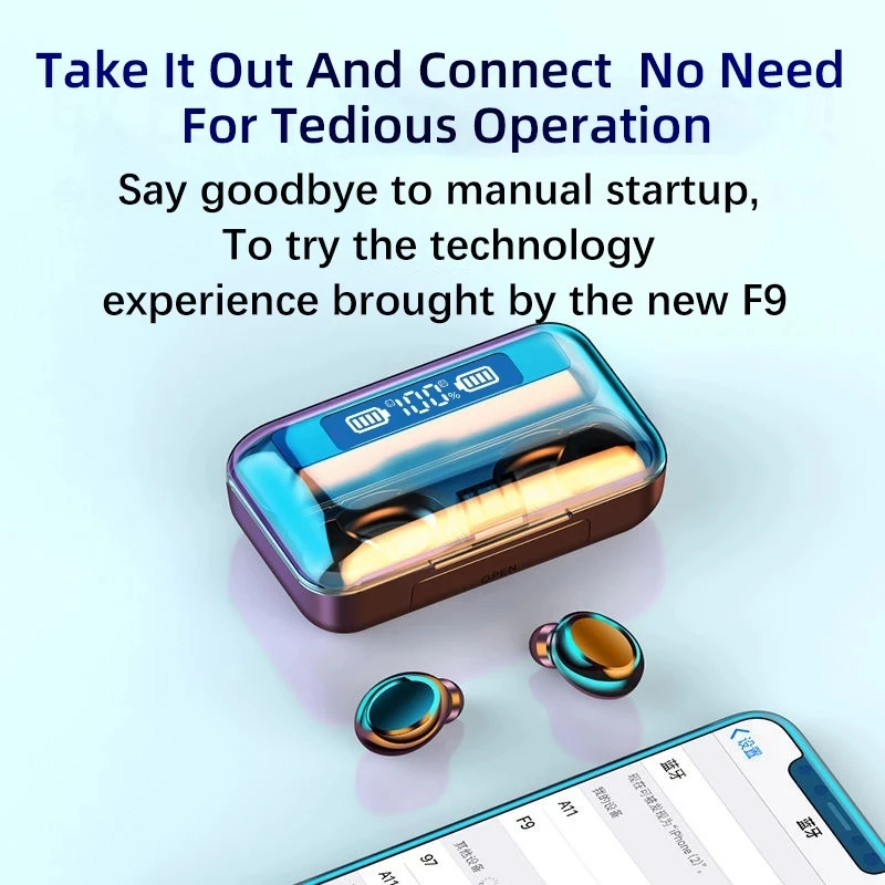 F9 TWS Wireless Headphones Earphones F9-5 Sports Earbuds Headset With For V5.0 BT Phones Xiaomi Samsung Huawei Iphone OPPO