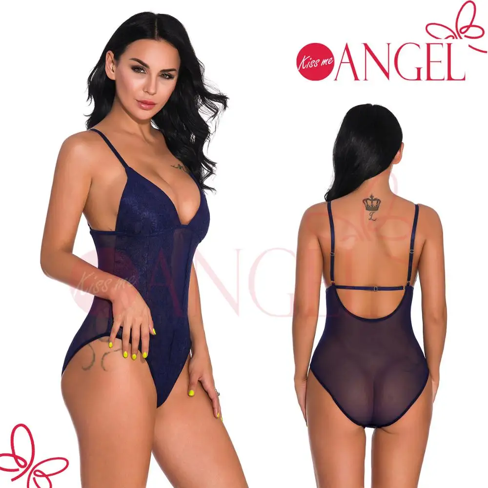 KISS ME ANGEL hollow out teddy g string custom women sexy transparent bodysuit
