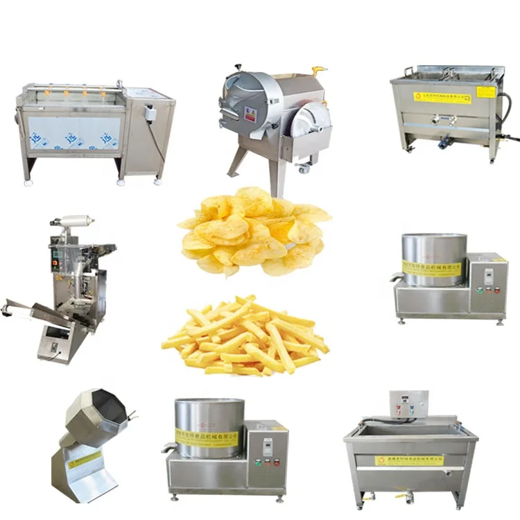Automatic frozen french fries potatoes production line 100 kg automatic potato chips making machine price