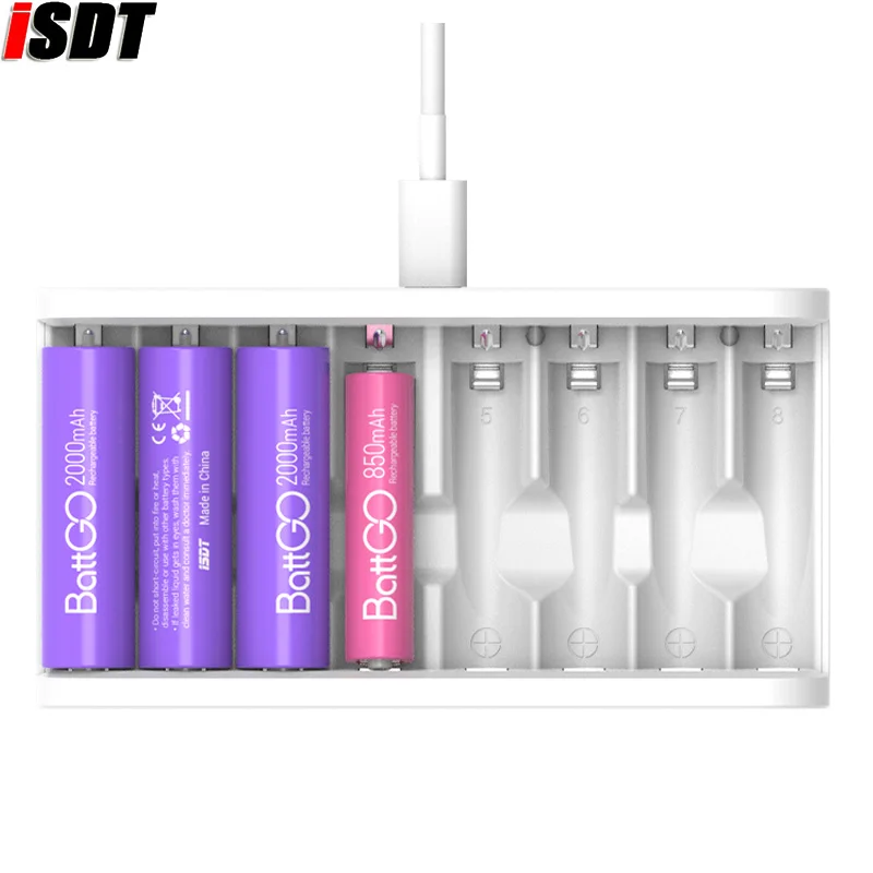 ISDT A8 Air AAA Battery Smart Charger 27W 8-Bay Household battery Charger Wireless Operation for AA 10500 12500