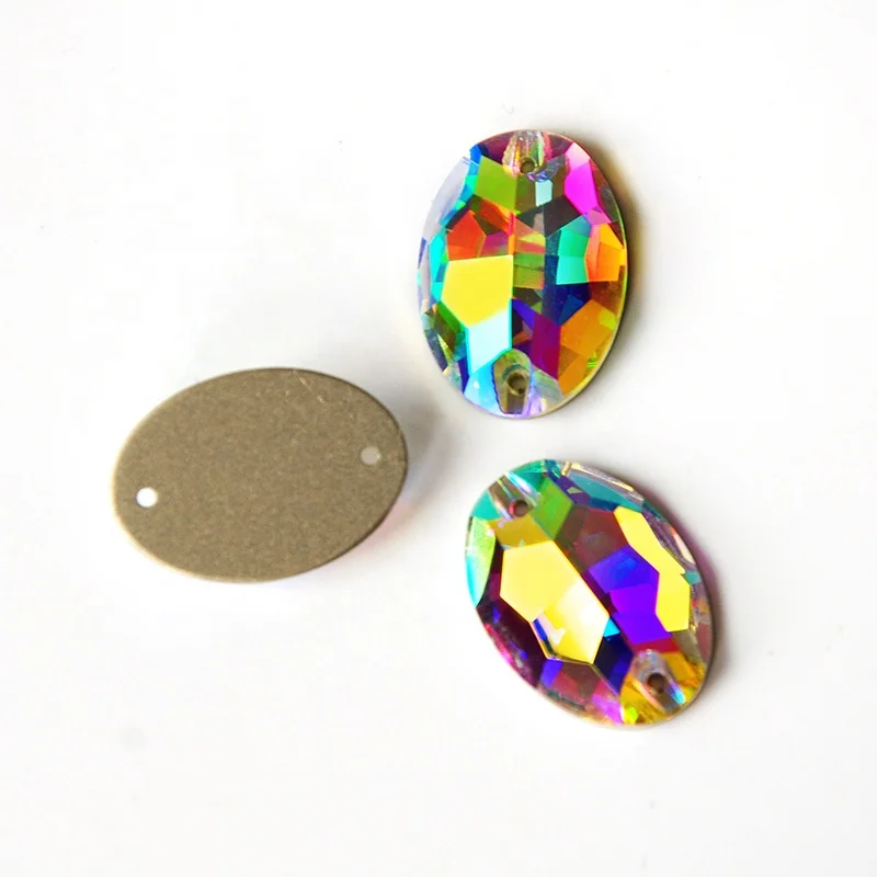 3210 Oval Glass Crystal Sew On Rhinestones Flat Back Stones Used For Garment Shoes Bags