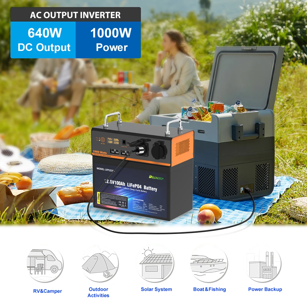 1000w 12V Off-grid Systems 100 amp hr Lithium Iron Phosphate Battery For 12v Loads