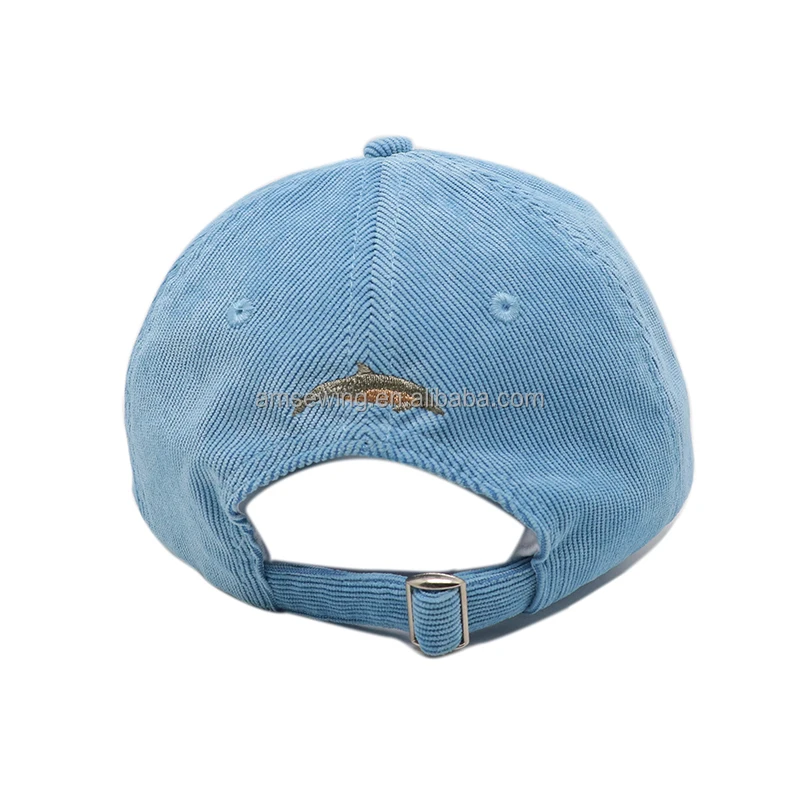 High Quality 6 Panel Custom Embroidery Logo Wholesale Touch Fasteners Snapback Caps Corduroy Unstructured Flat Brim Dad Hats