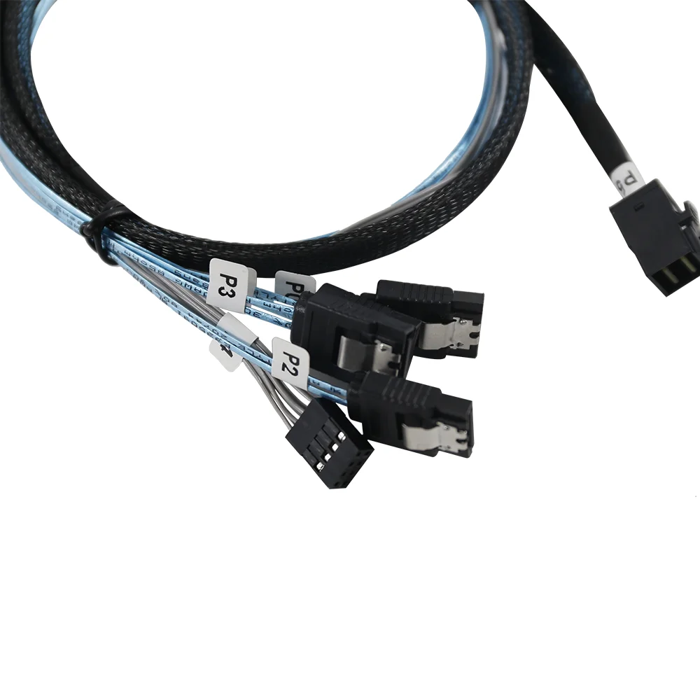 High Speed PC Computer Motherboard SAS Cable HD Mini SAS SFF8643 4i/8i to 4 SATA 7pin & 8 Pin Power Supply  Hard Disk  Drive