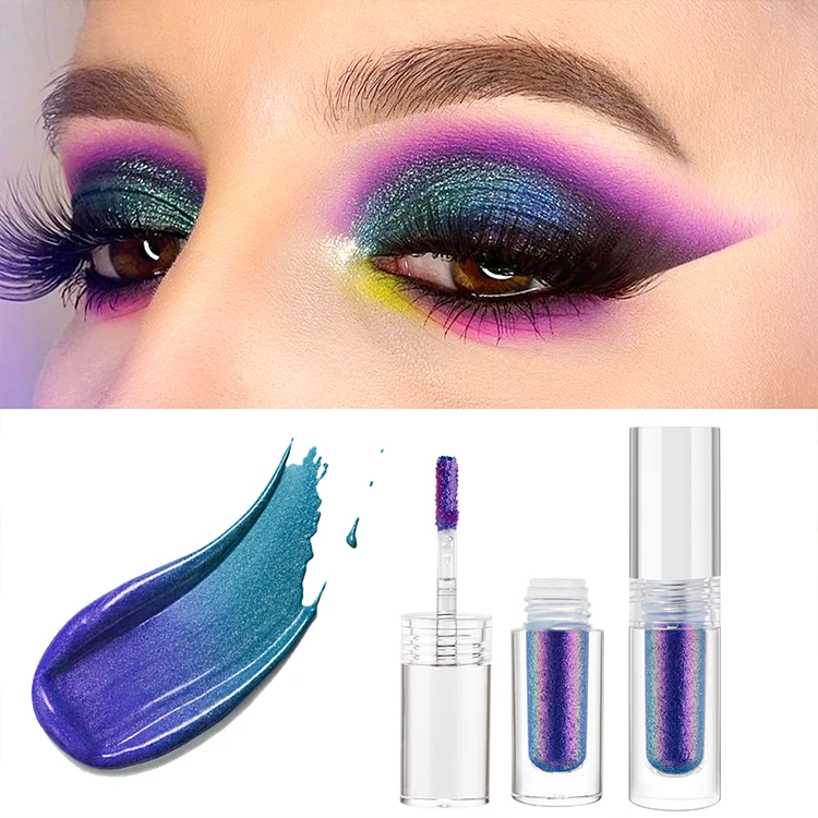Hot Sale Duochrome 49 Colors Chrome Pigment Satin Eye Shadow Multichrome Neon Chrome Chameleon Liquid Eyeshadow