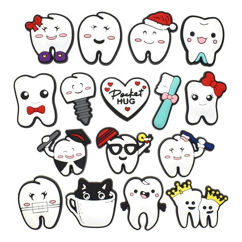 Wholesale Teeth Health Doctors Dentist Nurse PVC Shoe Charms Dental Teeth pvc Shoe Charms For Clog Shoes