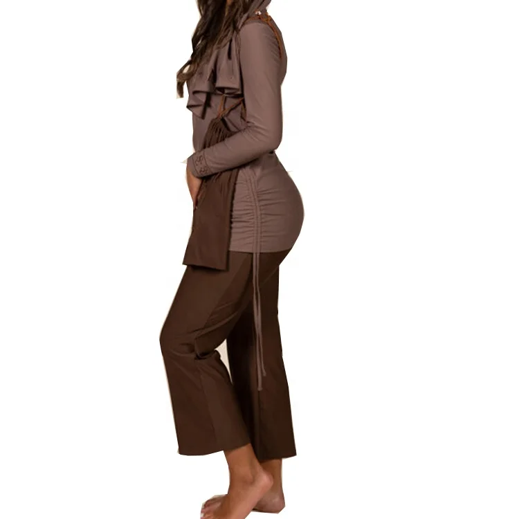 2023 Online Wholesale Modest Muslim Women Swimwear &Beachwear Swimming Swimsuit Islamic Burkini Musulman 2 pcs sets