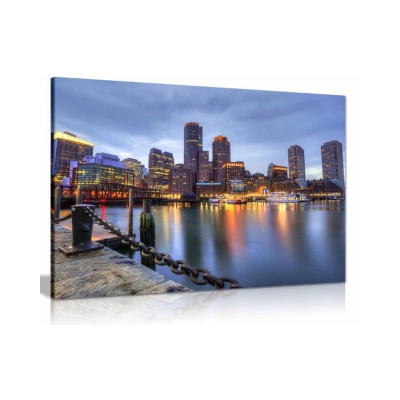 Boston Skyline Canvas Wall Art Picture Print Home Decor with inner frame city landscape painting art poster