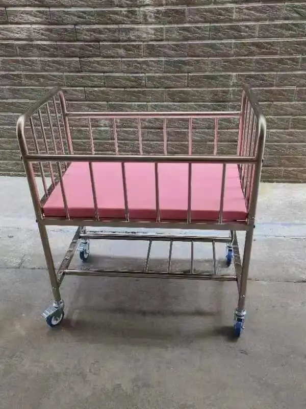 MT MEDICAL hospital trolley Stainless steel bed baby cart child crib children cot with sliding side rails
