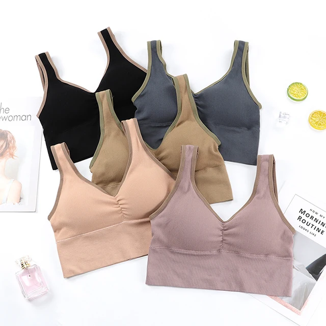 
New Pattern OEM Low MOQ Wholesale Running Yoga Gym Fitness Crop Top Women Push Up Sports Bra seamless bra Tube Top 