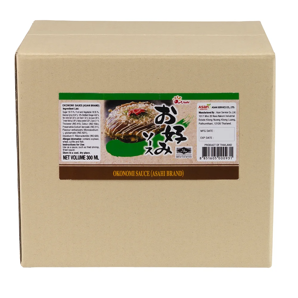 Little Sour And Little Sweet Taste Japanese Okonomi Sauce 300ml in Glass Bottle Packaging Premium Pizza Sauce