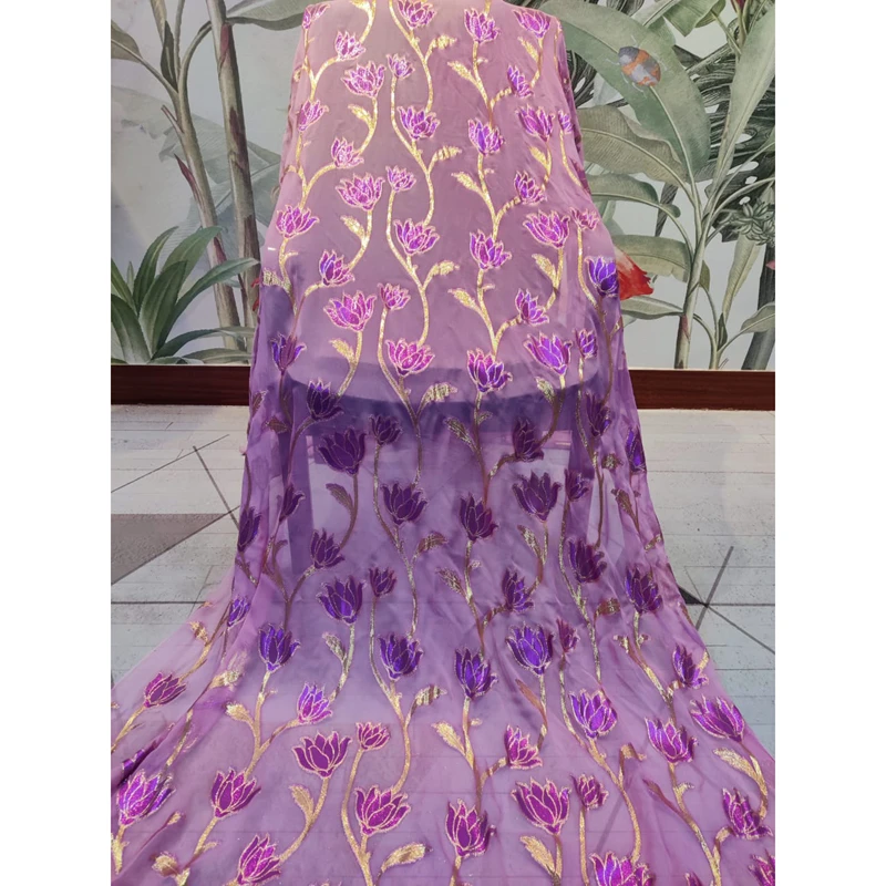 Ready To Ship Pure Silk Dress Somali Diracs Set Fabric Jacquard Printed Hand Painting Color Dress