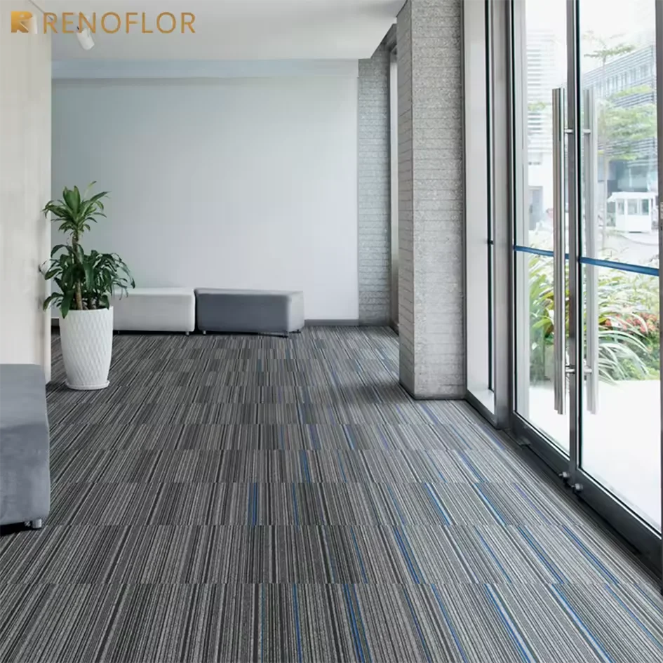 Hot Sale Cheap Price Removable Thick Commercial Bitumen PP Interlocking Floor Squares Rug 50x50 Hotel Office Carpet Tiles