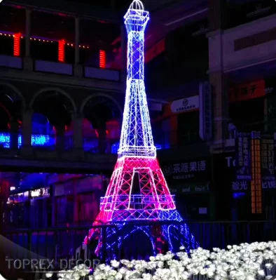 Customization Large metal frame 3D LED tower Waterproof christmas lights motif outdoor for festival decorative lighting
