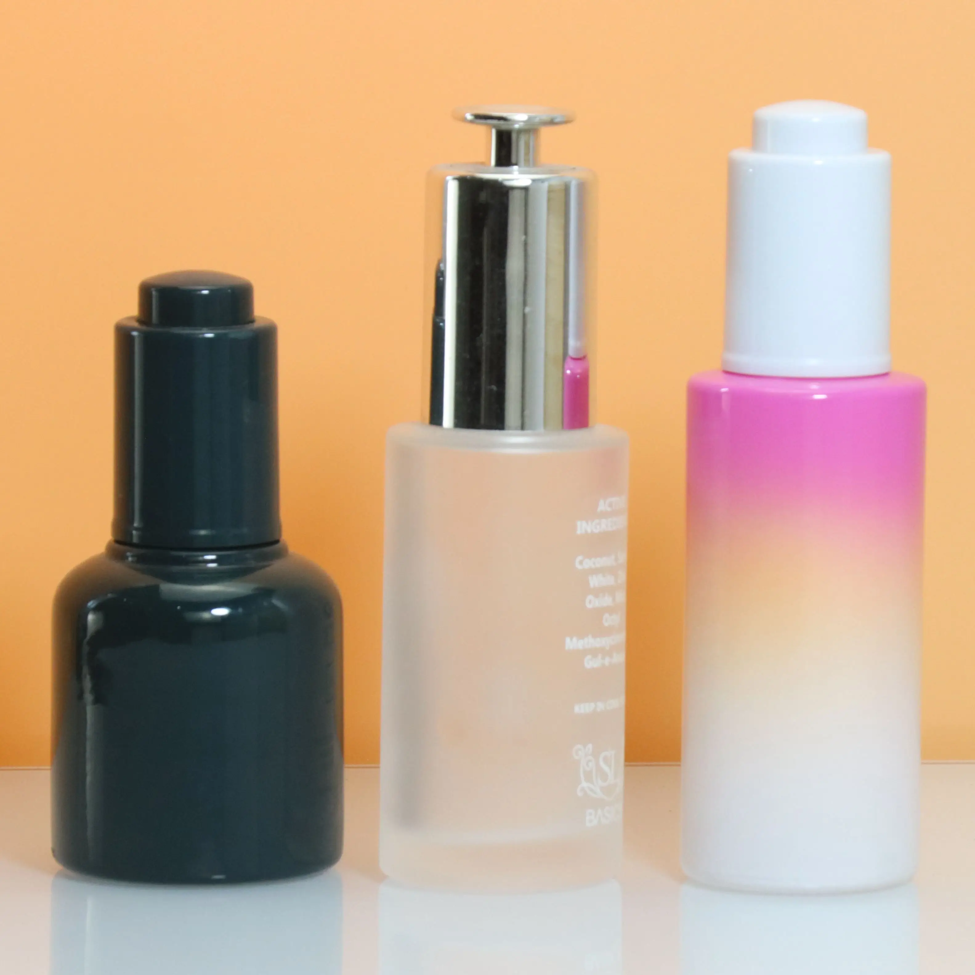 20ml 30ml 50ml 100ml Essential Oil Serum Flat Shoulder Frosted Clear Glass Dropper Bottle With Pipette