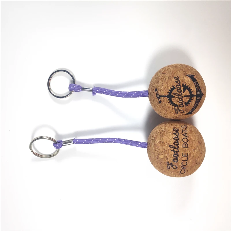 china factory Commercial gift key decoration custom shape natural wood floating key-ring cork key-ring cork key ring holder cork