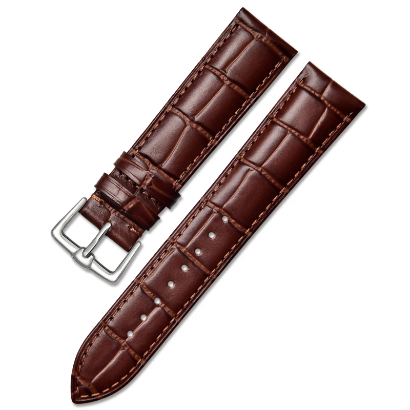 XL extra large length genuine leather matt Checkered lizard pattern Stainless steel buckle watch leather strap band