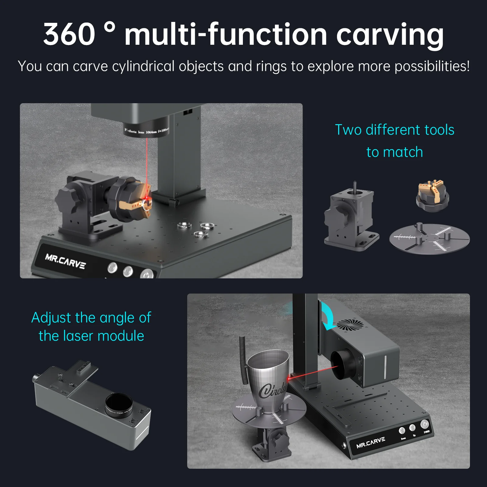 M4 Pro Mini Laser Engraving Machine metal Leather Curved Rubber Stamp 3D Photo Carving Jewelry Laser Engraving Machine