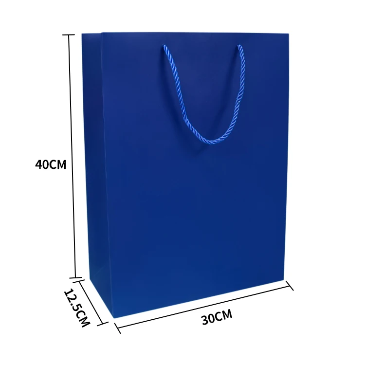 Wholesale OEM ODM Pantone Printing Shopping Bags Blue Large Small Paper Bags With Own Logo For Apparel