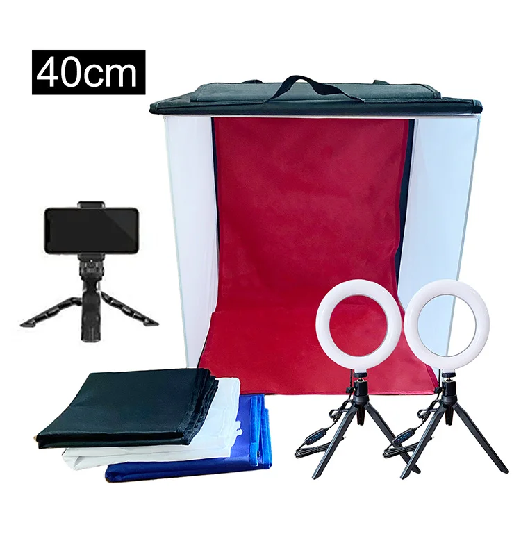 16x16x16 inches cube photo light box tent kit led softbox with 4 Colors Background for photography