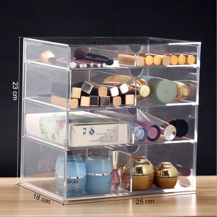 Производство оптовая торговля акриловые макияжные коробка с ящиками Органайзер 4 яруса косметический