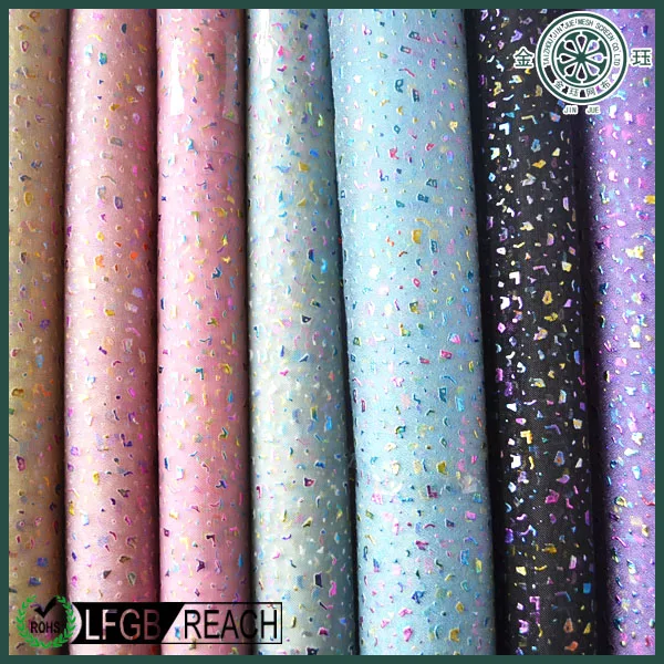 Custom Shape Polyester Sequin Material Fashion Rubber Patch Mesh Fabric for Shoes