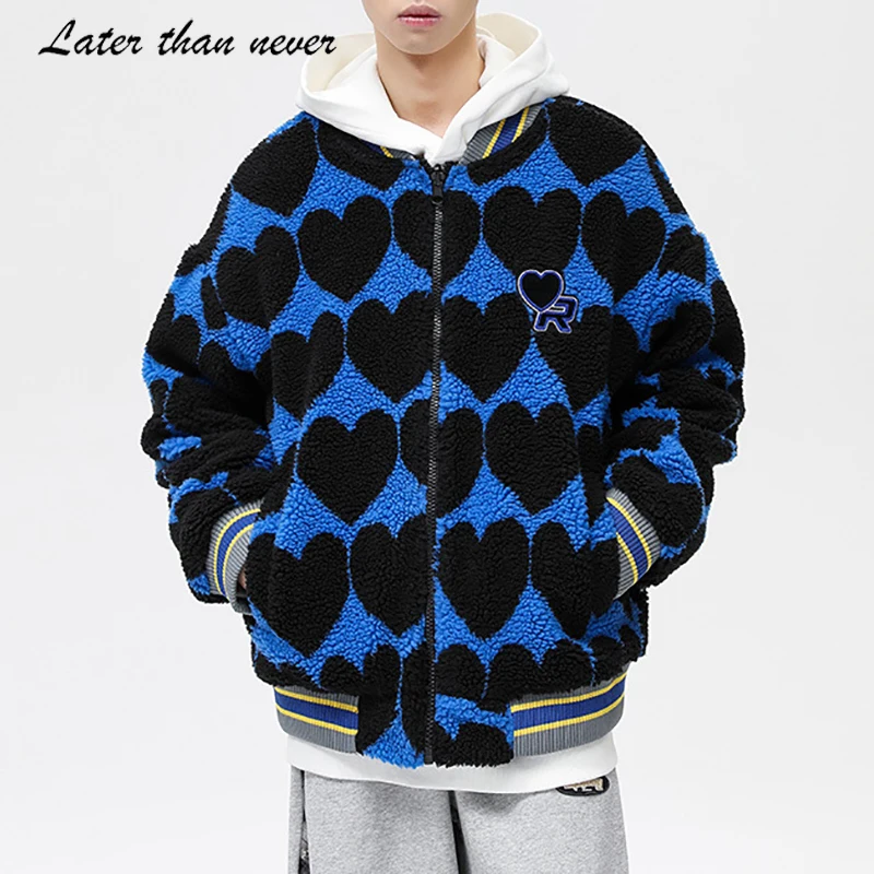 Street Loose Unisex Winter Bomber Jacket Zipper Up Shearing Sherpa Fleece Jacket 2022 New Mens Teddy Jacket