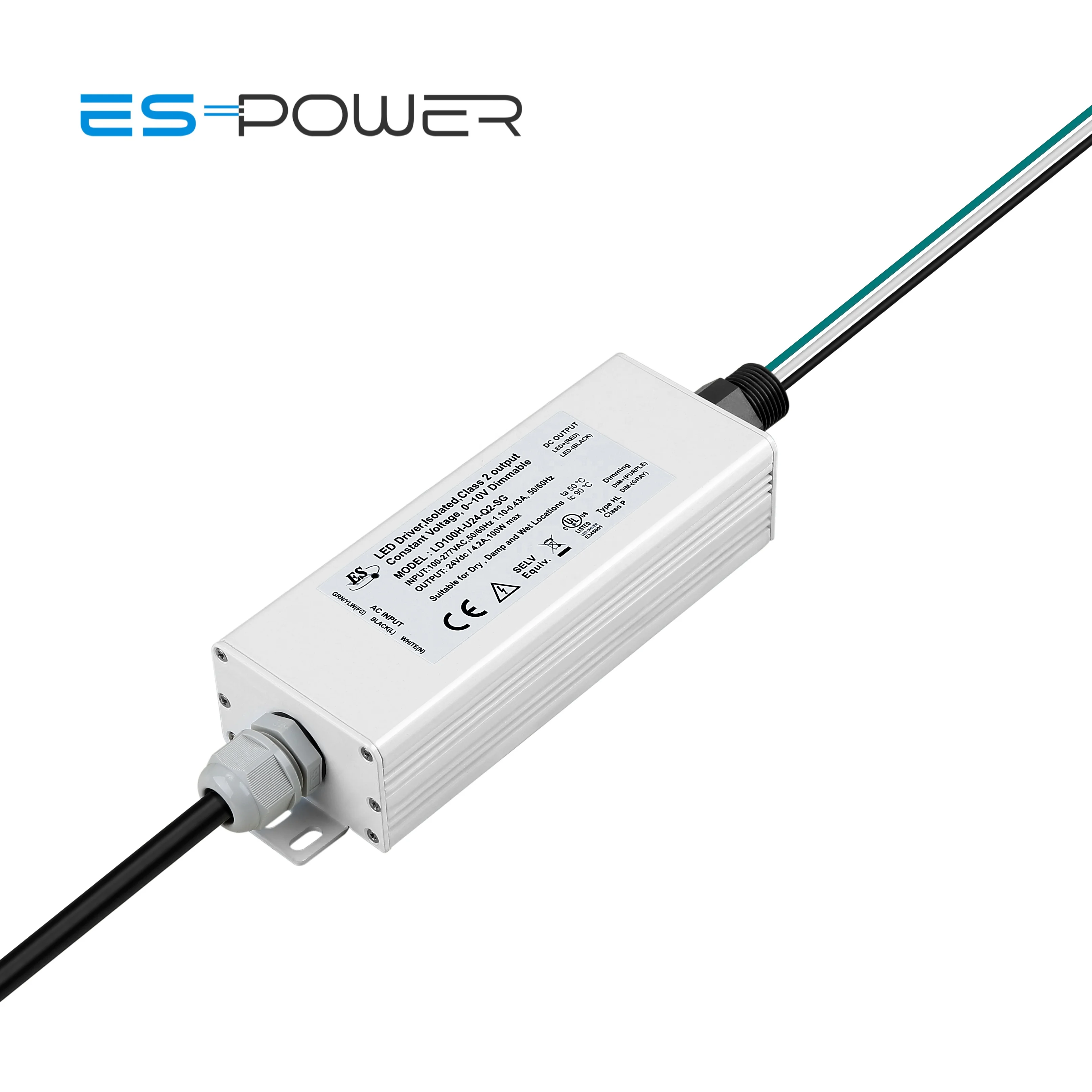 Es Ac-dc Constant Voltage 85% Efficiency 24v 4.2a 51-100w 1-10v Dimming Led Driver power supply