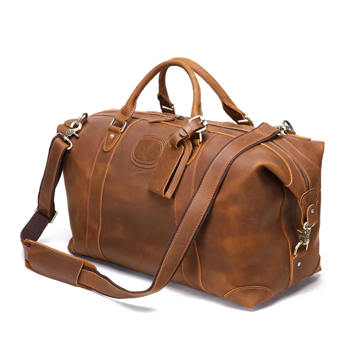 Handmade Large Travel Mens Weekender  Holdall Overnight Holiday Crazy Horse Leather Travel Bag