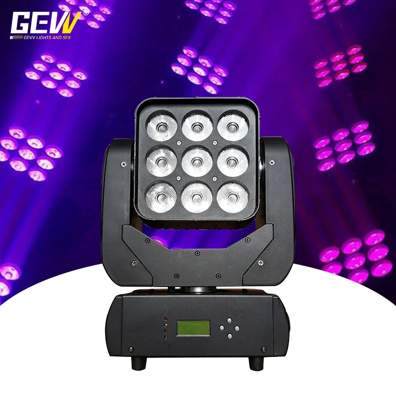 GEVV 3x3 matrix led moving head light 9x12w dmx moving head matrix beam