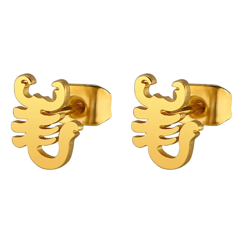 Europe America Fashion Jewelry Gold Silver Stainless Steel Scorpion Shape Women Men Earrings