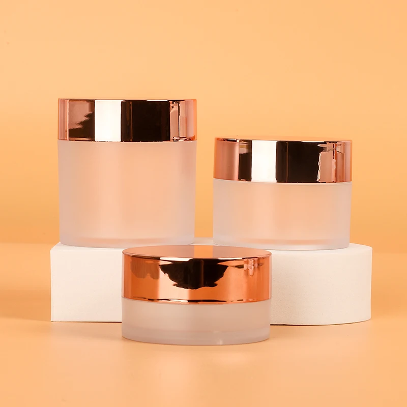 20g 30g 50g acrylic frosted round shape pet lip scrub containers plastic cosmetic face cream jars with rose gold lids
