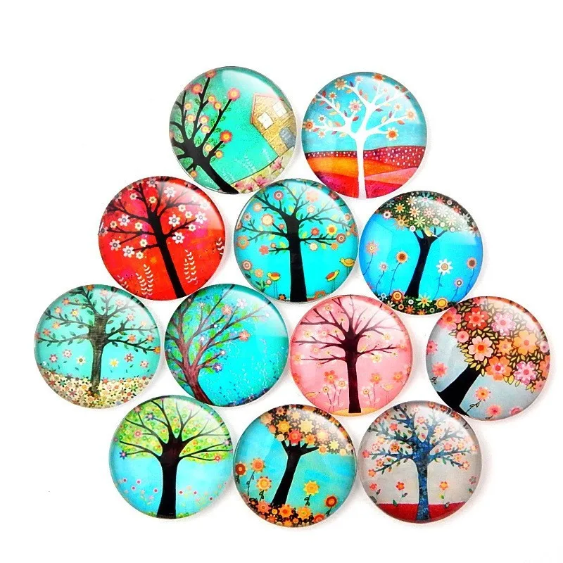 Personalized creative kaleidoscope tree pattern 3d crystal glass magnetic refrigerator badge magnet fridge wholesale