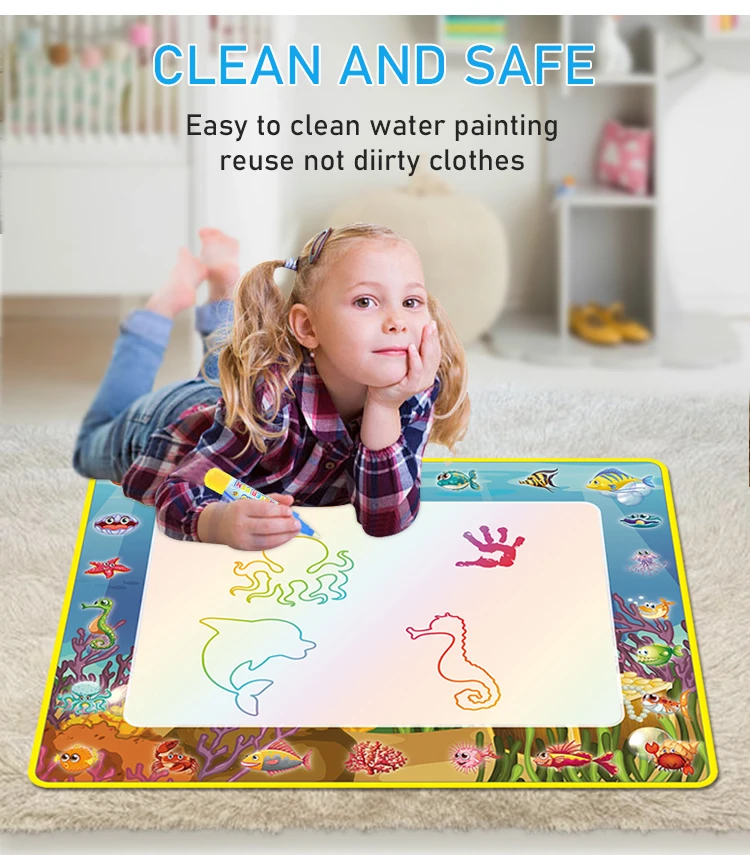 
90*72 CM Colorful Baby Kids Water Play Mat DIY Custom Aqua Drawing Mat Large Magic Mat For Kids 