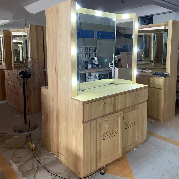 Barber Shop Equipment Supplies Hair Dresser Salon Furniture Set Styling Mirror Stations For Sale