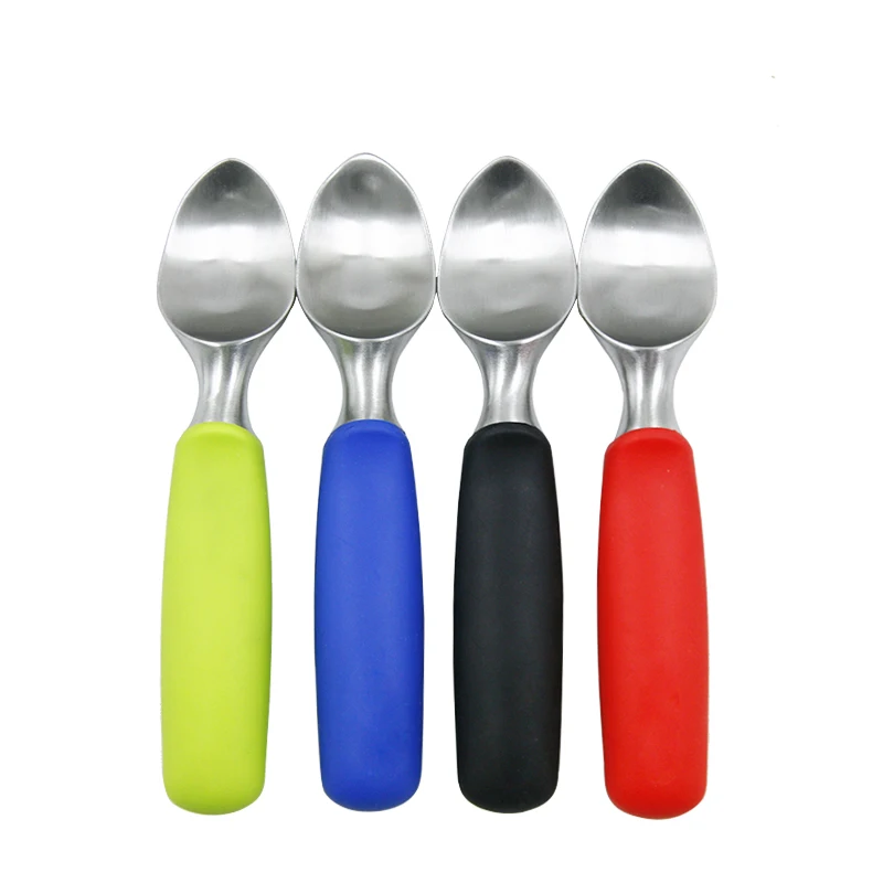 Premium Non-slip Rubber Grip Solid Stainless Steel Ice Cream Scoop